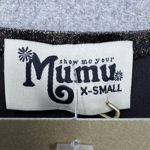 Show Me Your Mumu Gold Metallic Black Cold Shoulder Teddy Tunic XS Party Shiny - Picture 2 of 12